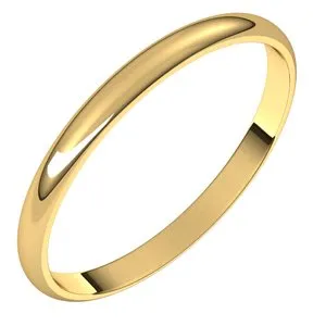 10K Yellow 2 mm Half Round Ultra-Light Band Size 10
