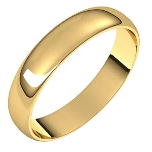 10K Yellow 4 mm Half Round Ultra-Light Band Size 9
