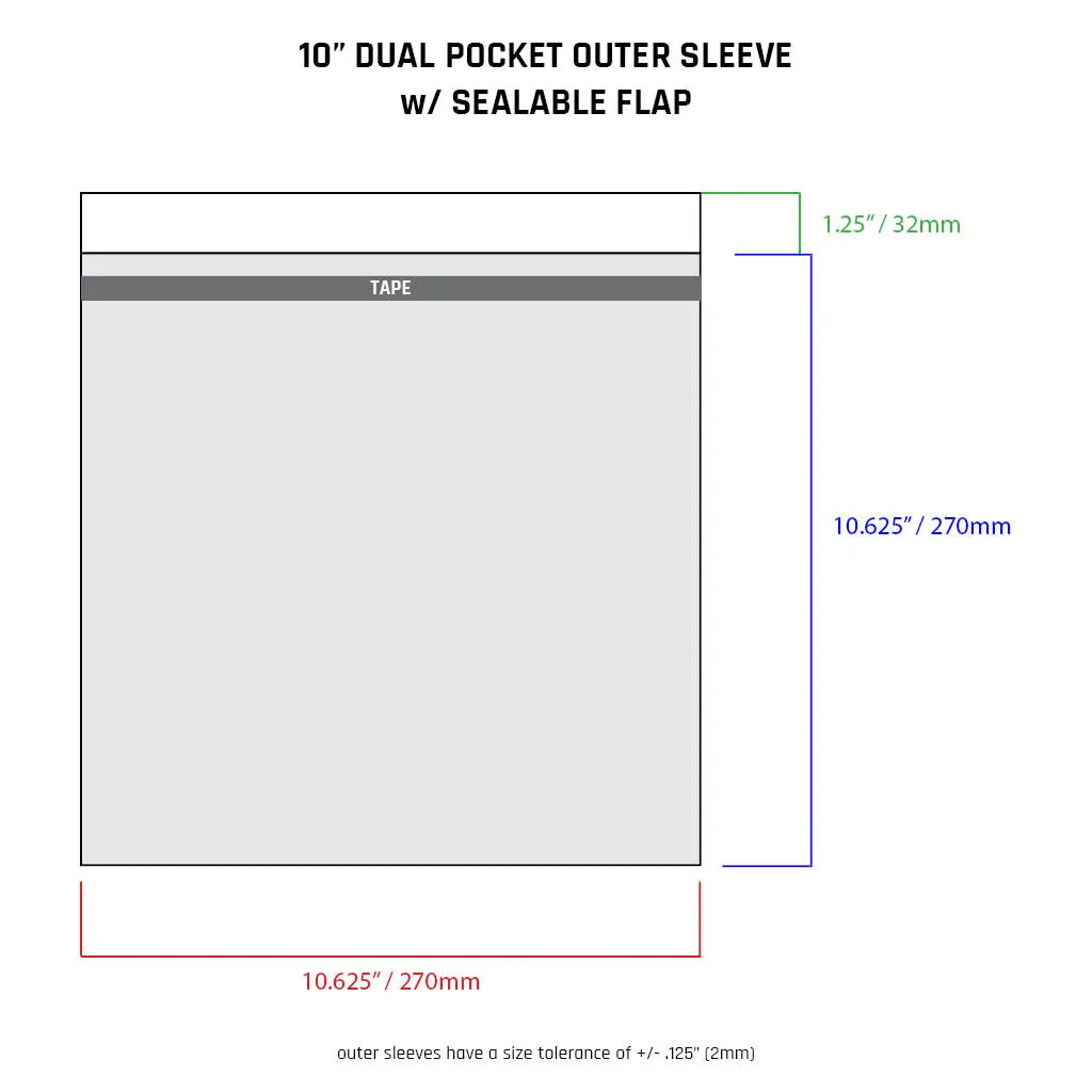 10" Dual Pocket Outer Sleeves w/ Sealable Flap - 4mil (25 pack)
