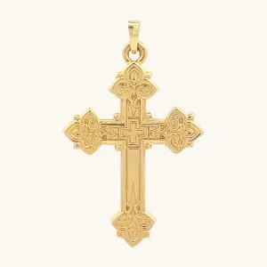 14K GOLD INTRICATE DESIGN CROSS PENDANT