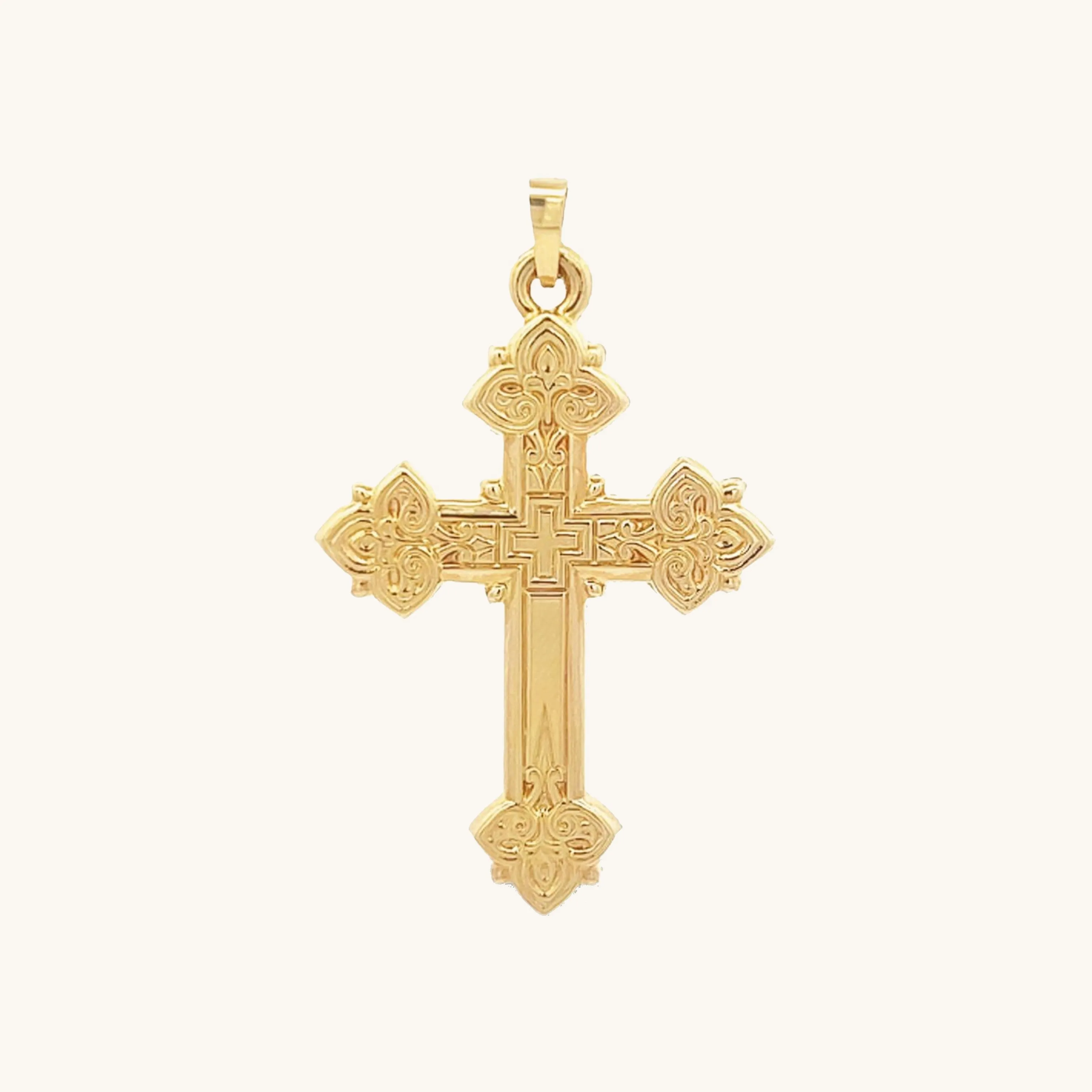 14K GOLD INTRICATE DESIGN CROSS PENDANT