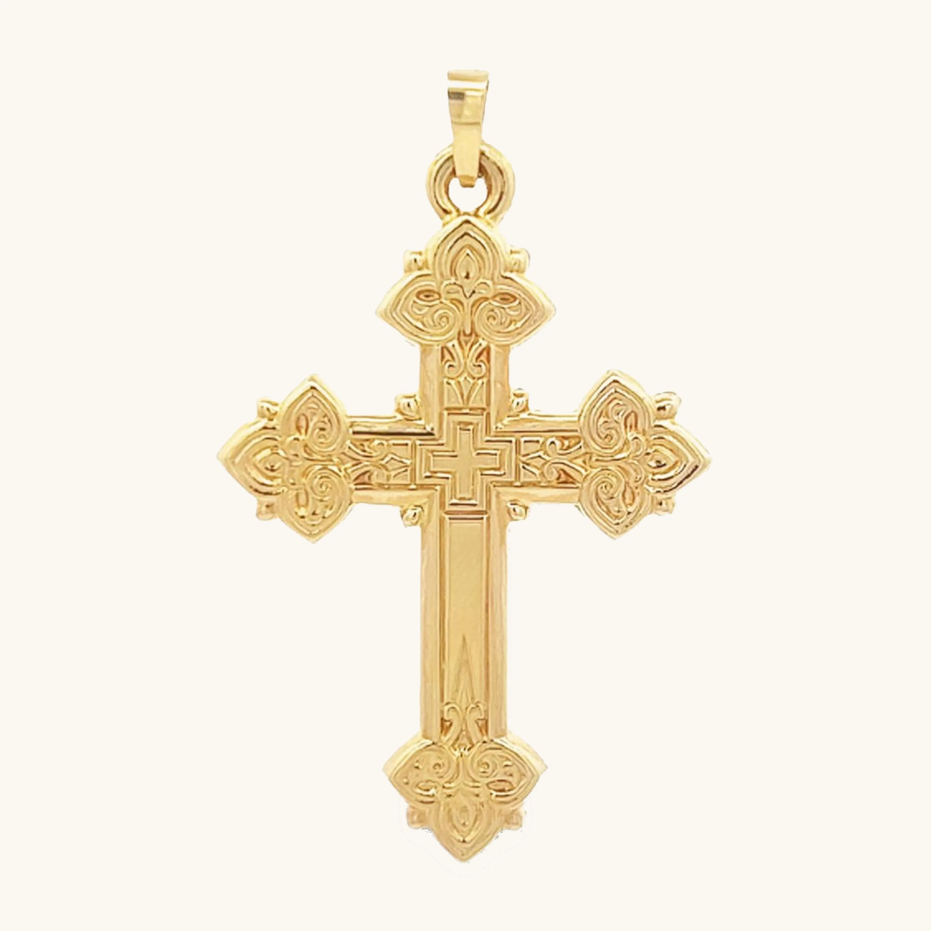 14K GOLD INTRICATE DESIGN CROSS PENDANT