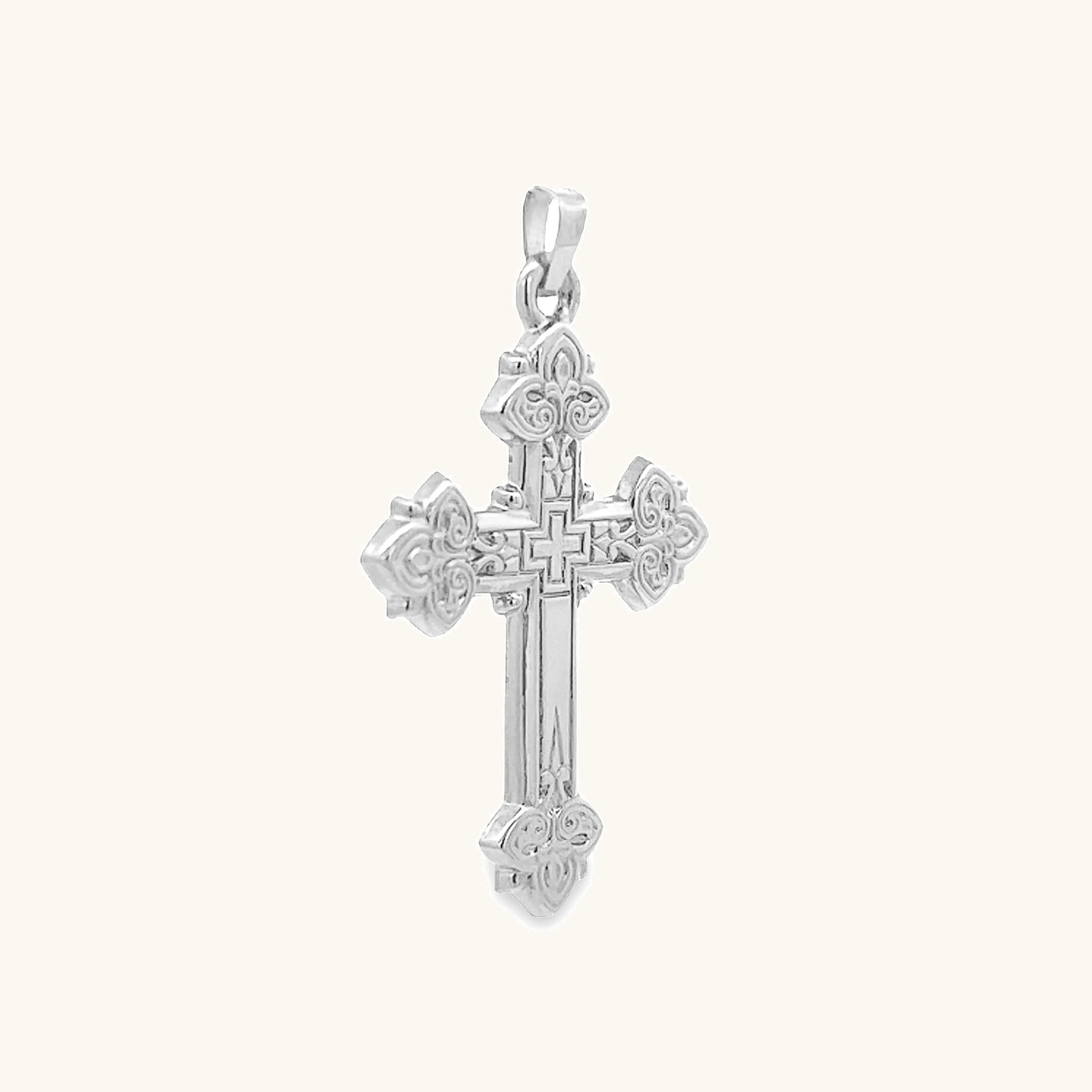 14K GOLD INTRICATE DESIGN CROSS PENDANT