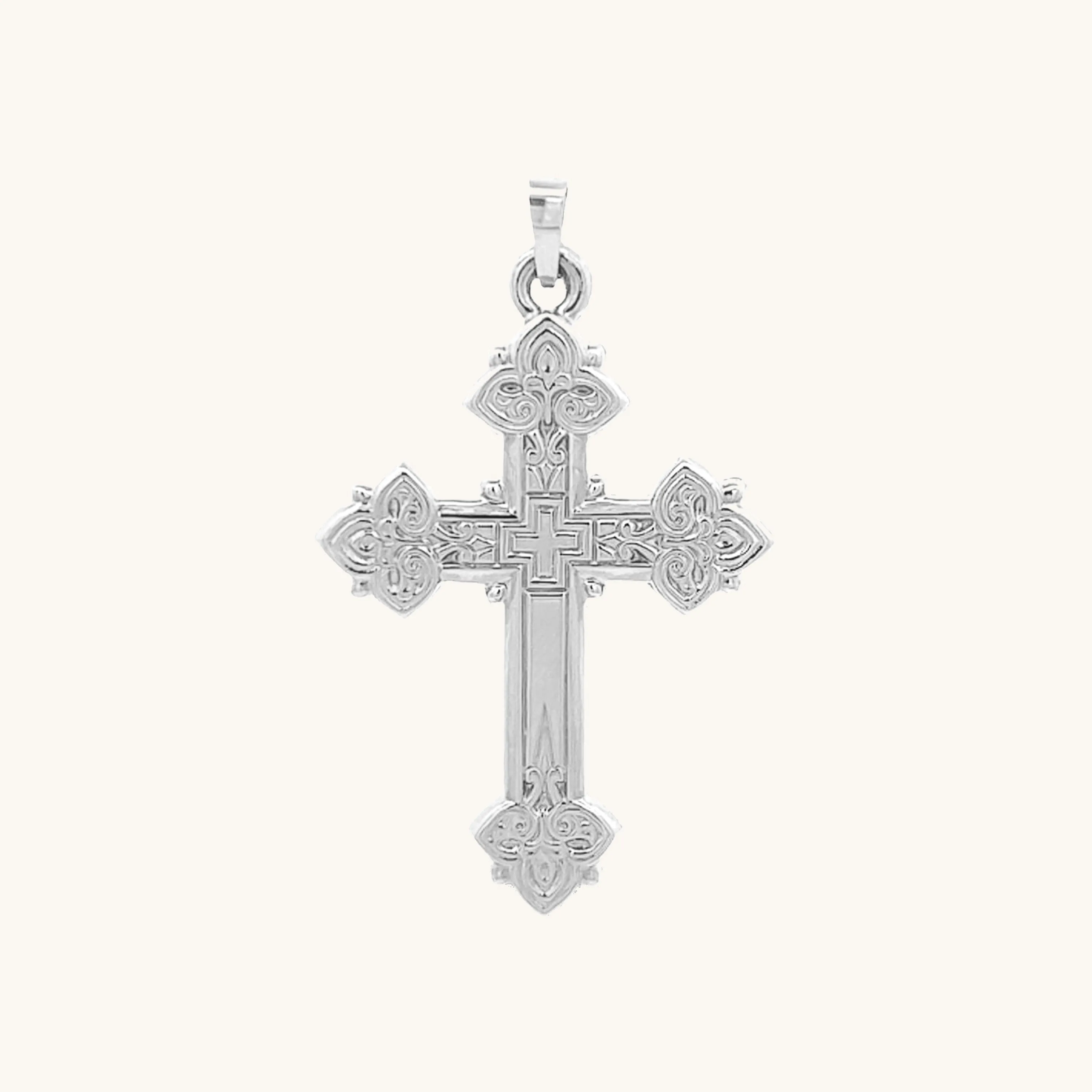 14K GOLD INTRICATE DESIGN CROSS PENDANT