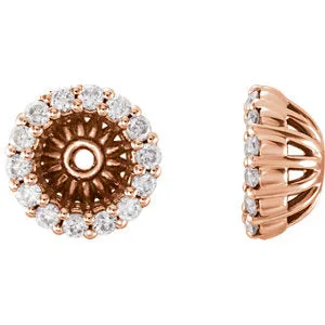 14K Rose 1/6 CTW Diamond Earring Jackets with 5.1 mm ID