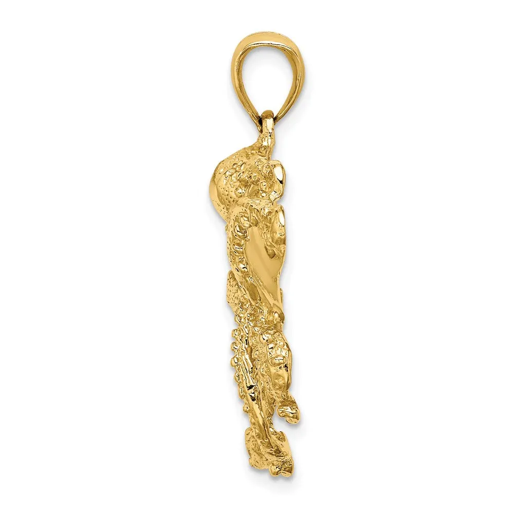 14K Textured Octopus Charm