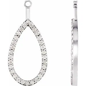 14K White 1/3 CTW Diamond Teardrop Earring Jackets