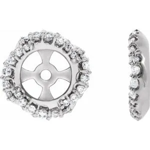 14K White 1/4 CTW Diamond Halo-Style Earring Jackets with 5.7 mm ID