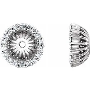 14K White 1/5 CTW Diamond Earring Jackets with 6.1 mm ID