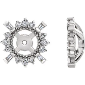 14K White 1/6 CTW Diamond Earrings Jackets with 4.9 mm ID