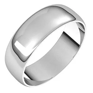 14K White 6 mm Half Round Ultra-Light Band Size 11