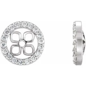 14K White 8 mm ID 3/8 CTW Diamond Earring Jackets
