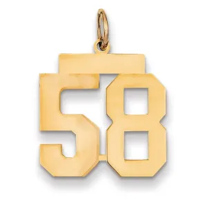 14K Yellow Gold Polished Finish Medium Size Number 58 Charm Pendant