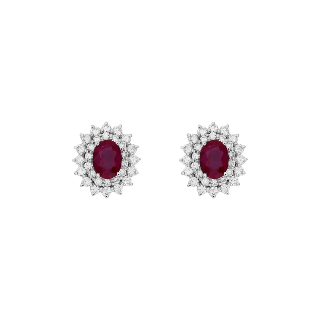 18K White Gold 2.06 Carat Ruby Diamond Earrings
