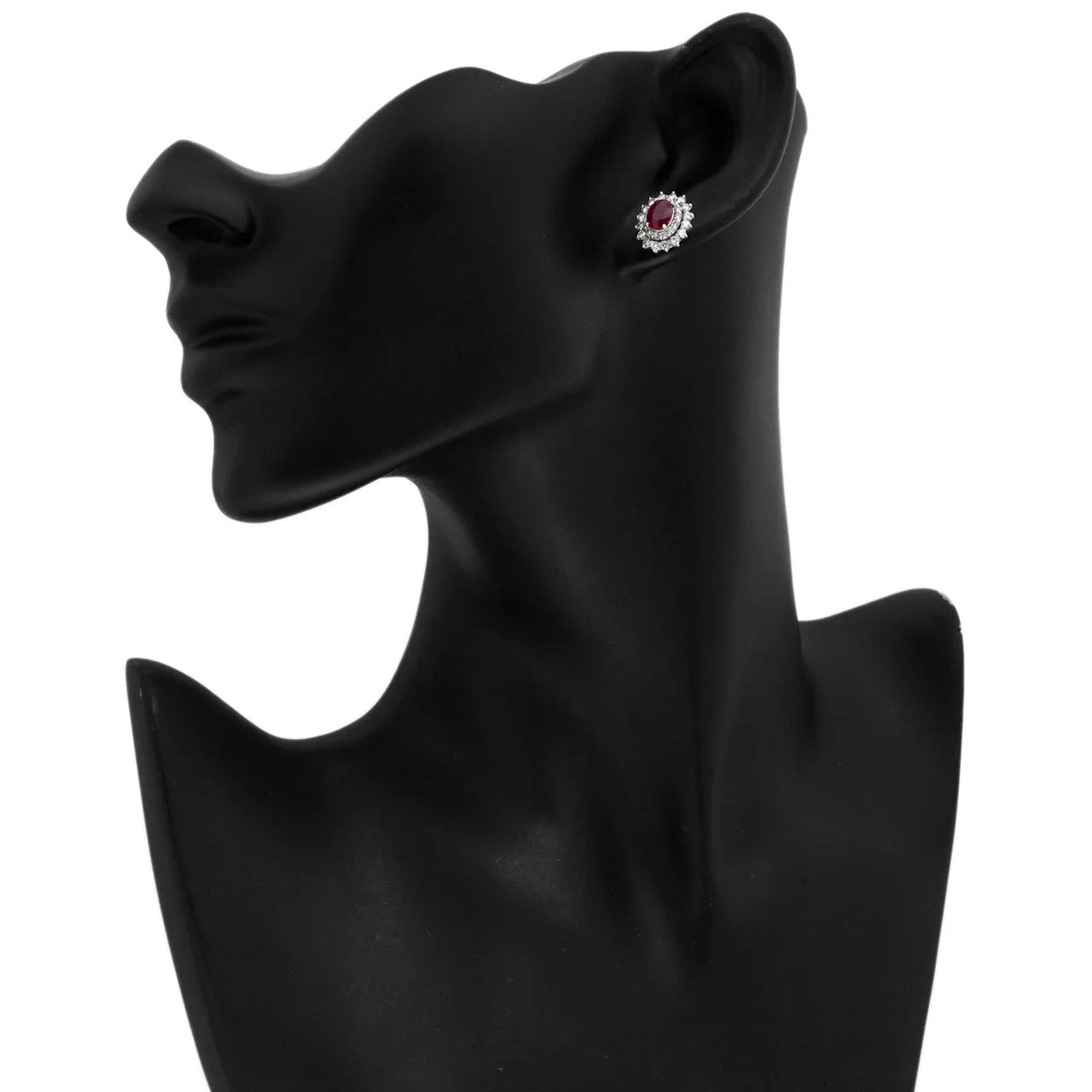 18K White Gold 2.06 Carat Ruby Diamond Earrings