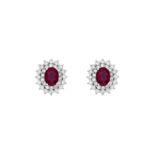 18K White Gold 2.06 Carat Ruby Diamond Earrings