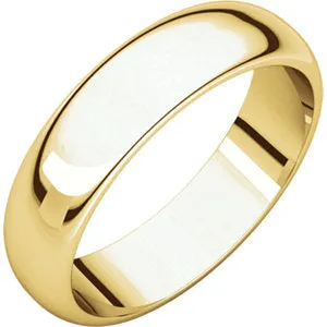 18K Yellow 5 mm Half Round Band Size 9.5