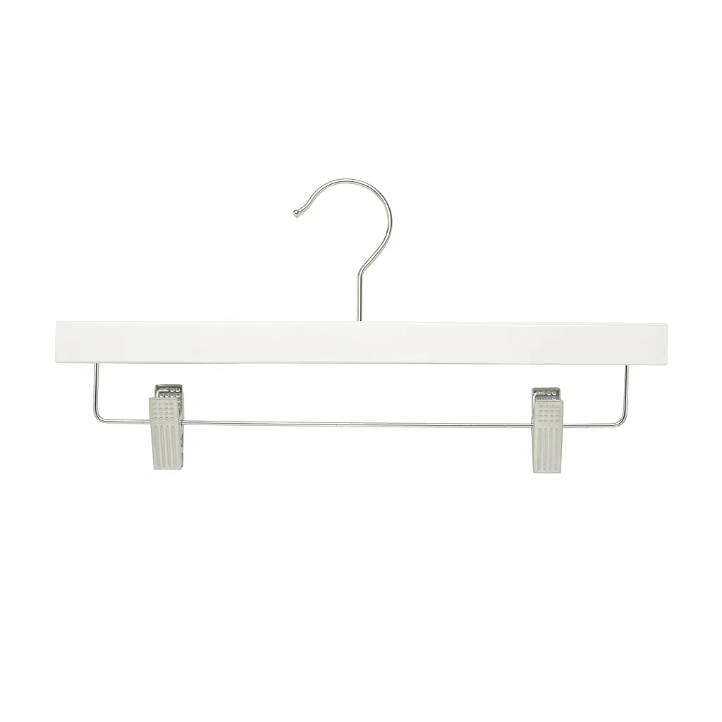35.5cm White Wooden Pant Hanger With Clips Sold in Bundle of 20/50/100