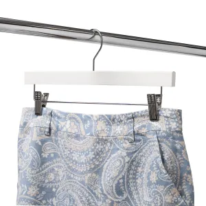 35.5cm White Wooden Pant Hanger With Clips Sold in Bundle of 20/50/100
