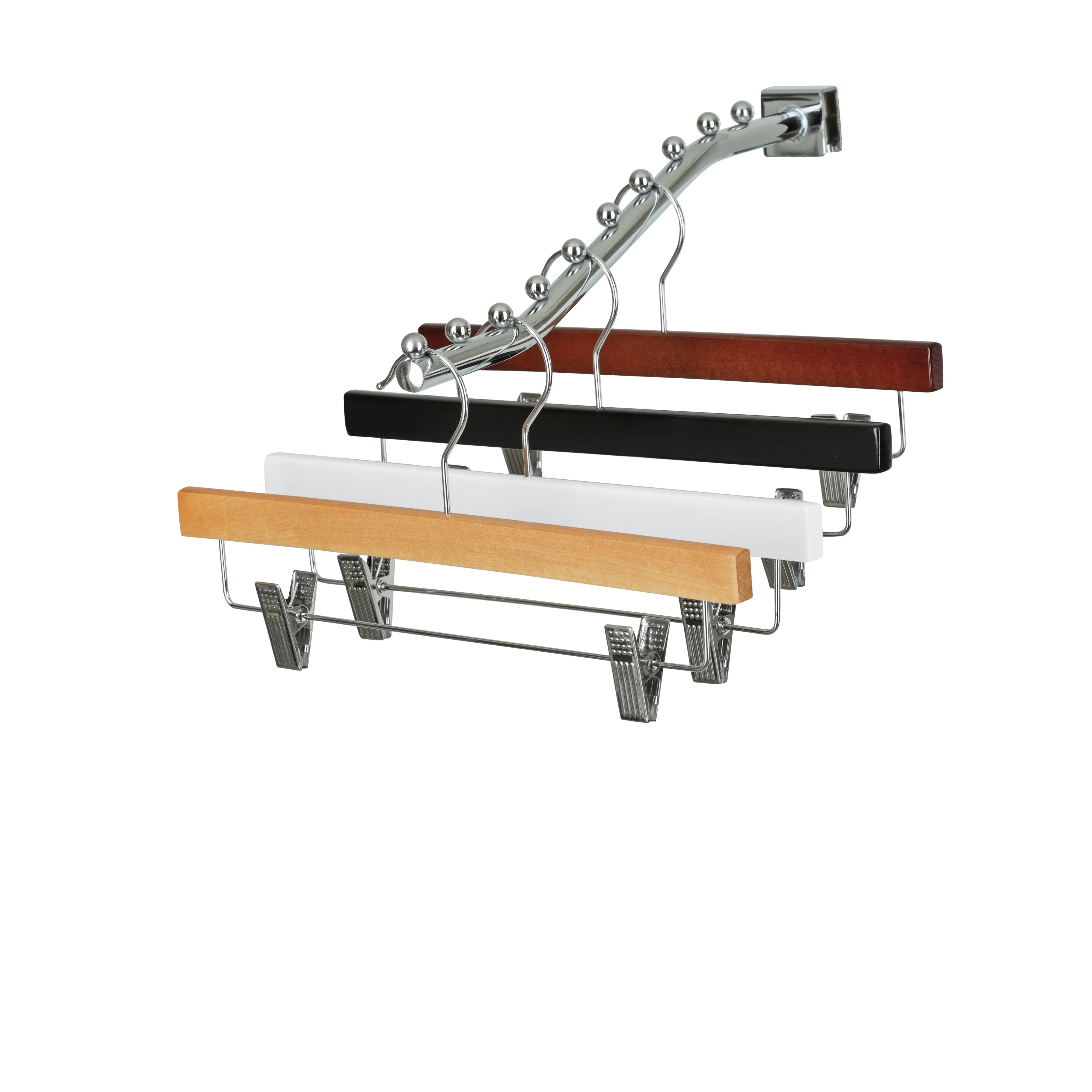 35.5cm White Wooden Pant Hanger With Clips Sold in Bundle of 20/50/100