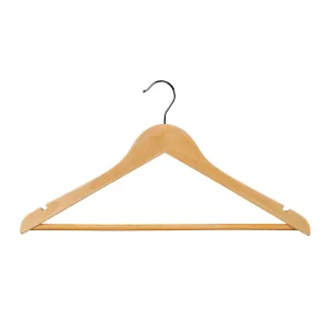 43cm Natural Wooden Suit Hanger With Bar 12mm thick Sold in Bundle of 20/50/100