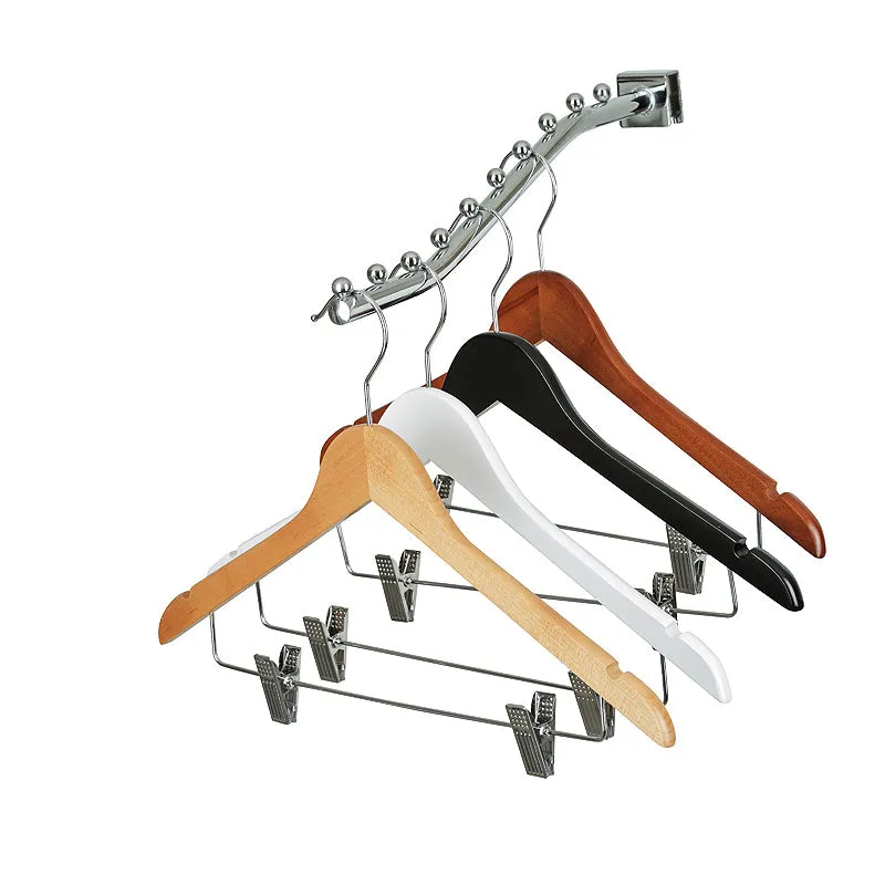 43cm White Wooden Combination Coat Hanger With Clips 12mm thick Sold in Bundle of 10/20/50