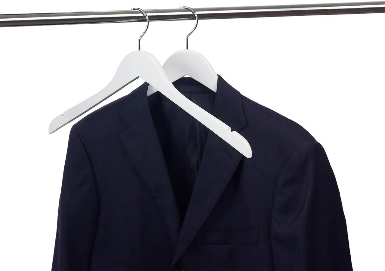 43cm White Wooden Top Hanger 12mm thick Sold in Bundle of 10/20/50
