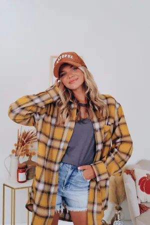 A Touch Of Plaid Flannel Shirt- Mustard