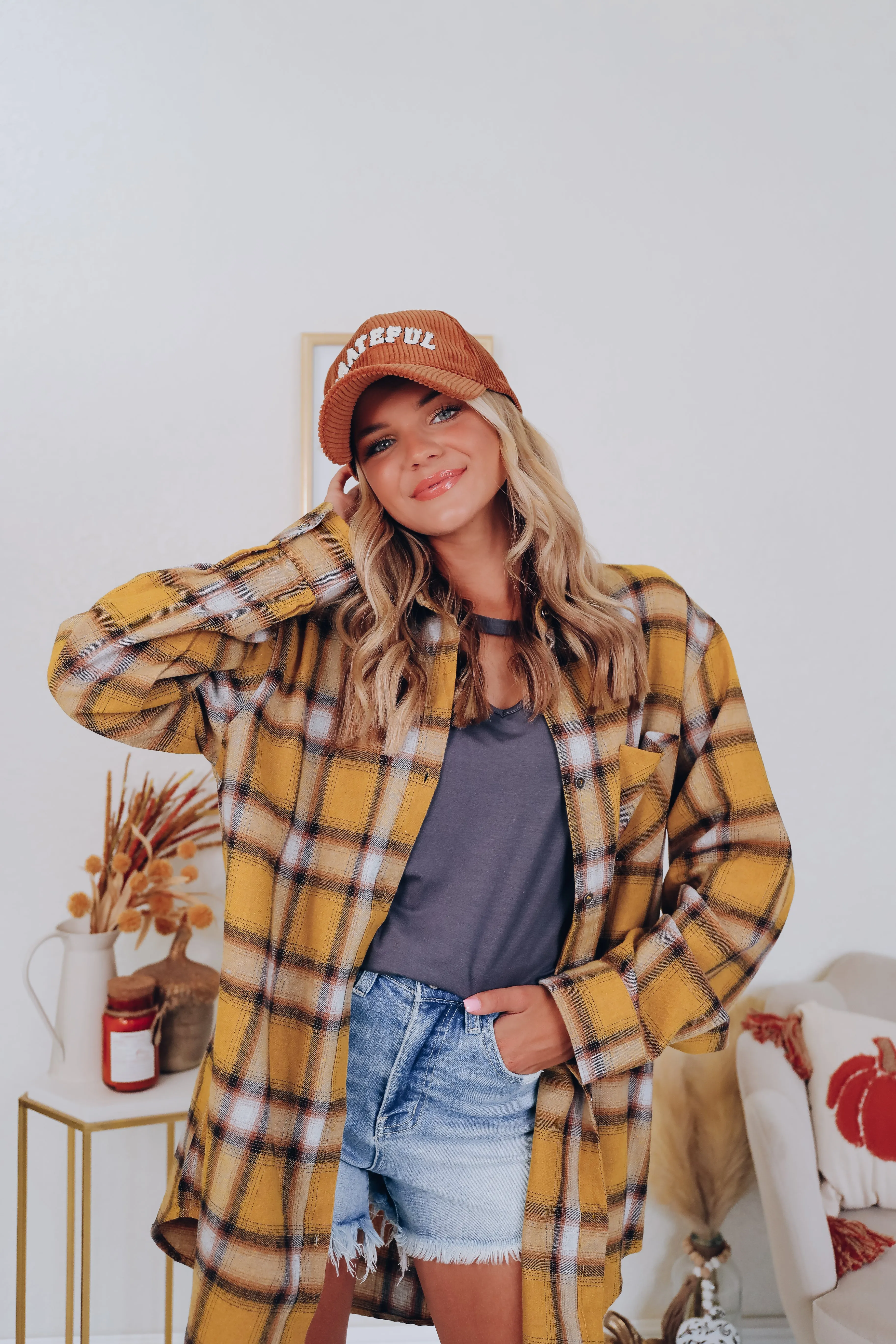 A Touch Of Plaid Flannel Shirt- Mustard