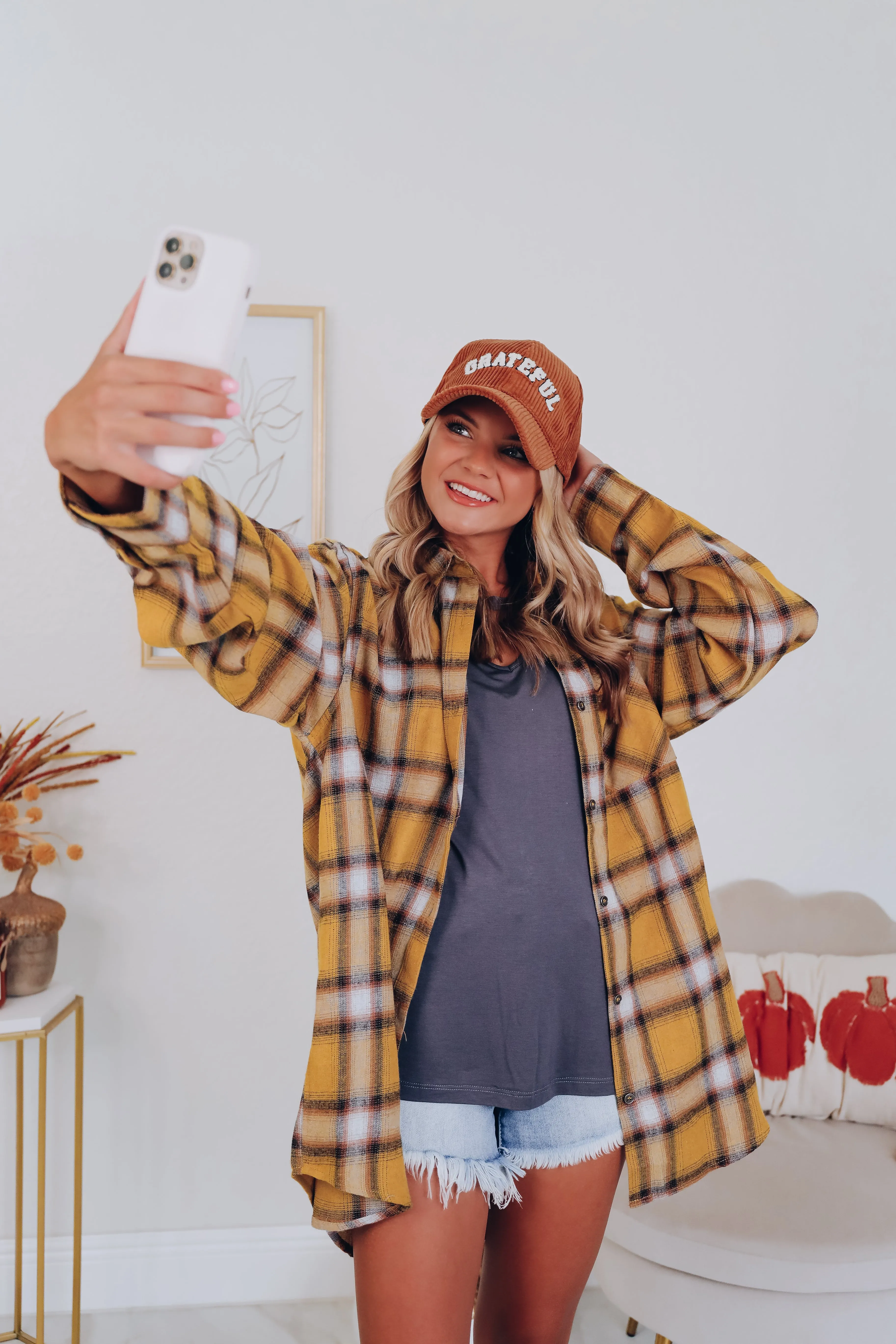 A Touch Of Plaid Flannel Shirt- Mustard