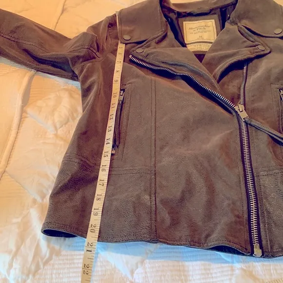 ABERCROMBIE AND FITCH Aviator Jacket Olive Green Faux Suede Moto Flight Boho M