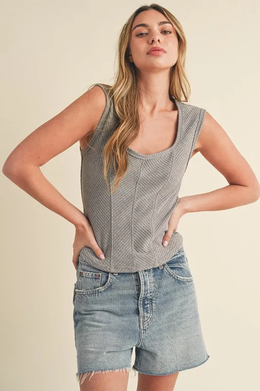 Aemi   Co Exposed Seam Ribbed Wide Strap Tank