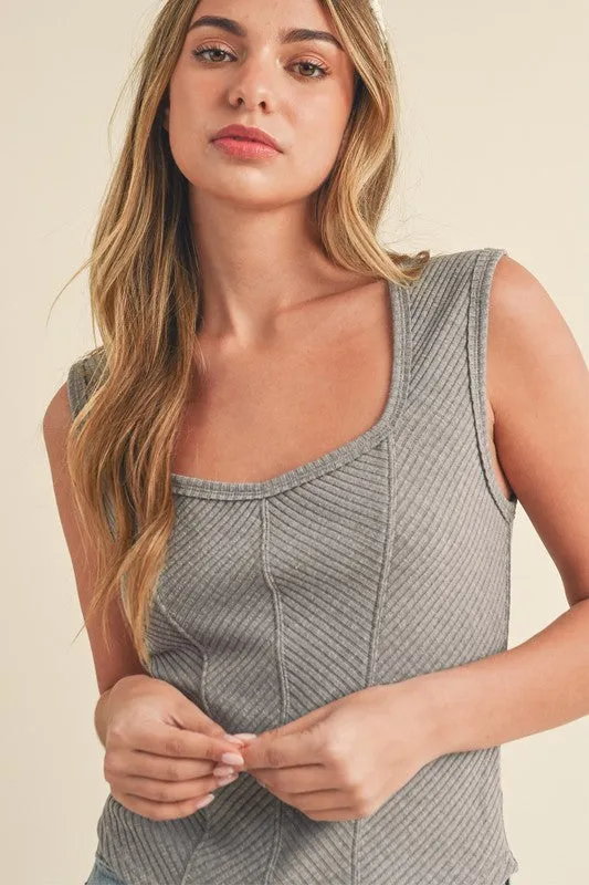 Aemi   Co Exposed Seam Ribbed Wide Strap Tank