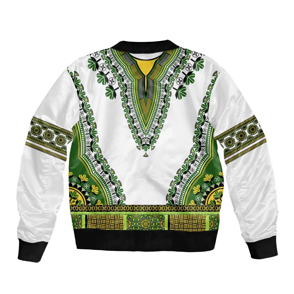 Africa Bomber Jacket African Dashiki Royal Green Version LT14