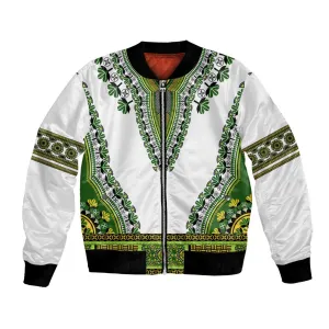Africa Bomber Jacket African Dashiki Royal Green Version LT14