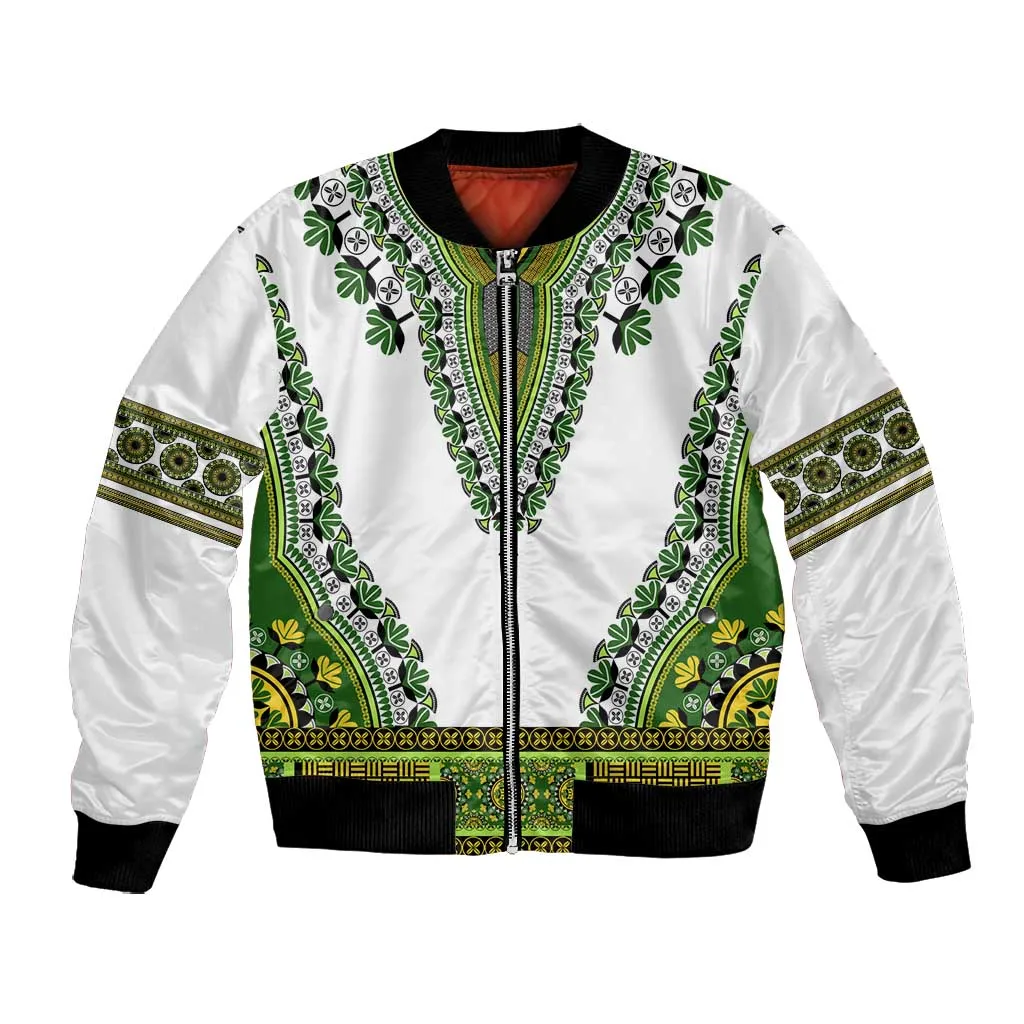 Africa Bomber Jacket African Dashiki Royal Green Version LT14