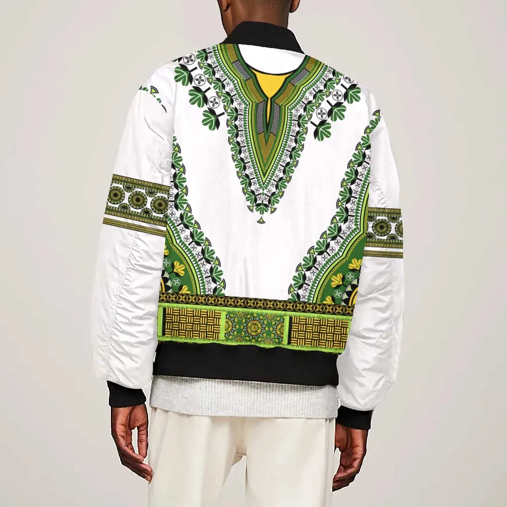Africa Bomber Jacket African Dashiki Royal Green Version LT14
