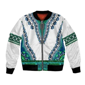 Africa Bomber Jacket African Dashiki Royal Turquoise Version LT14