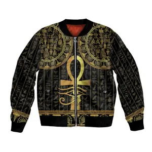 Afro Ancient Egypt Ankh and Eye Of Horus Bomber Jacket Egyptian Hieroglyphs LT14