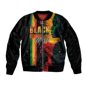 Afro - Black History Month Sleeve Zip Bomber Jacket Black Soul - I'm Black Every Month LT03