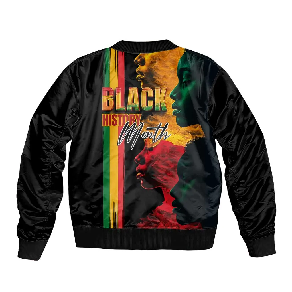 Afro - Black History Month Sleeve Zip Bomber Jacket Black Soul - I'm Black Every Month LT03