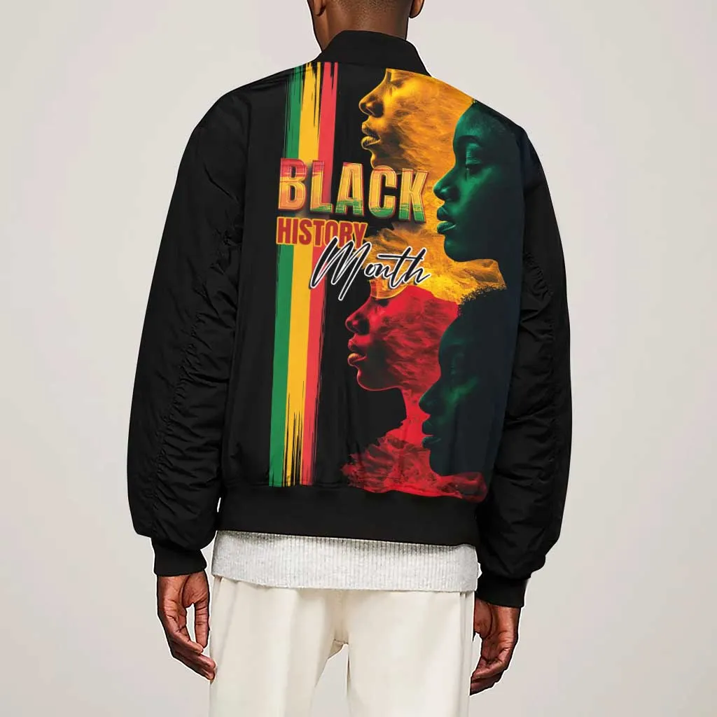 Afro - Black History Month Sleeve Zip Bomber Jacket Black Soul - I'm Black Every Month LT03