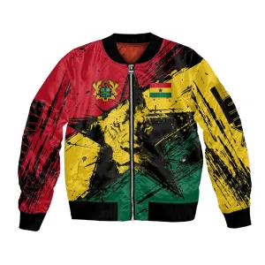 Afro Ghana Lion Sleeve Zip Bomber Jacket Star Grunge Style TS04