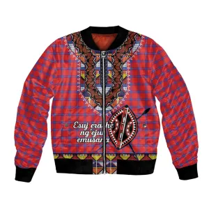 Afro Kenya Maasai Shuka Personalized Bomber Jacket Maasai Shield Mix Dashiki LT15
