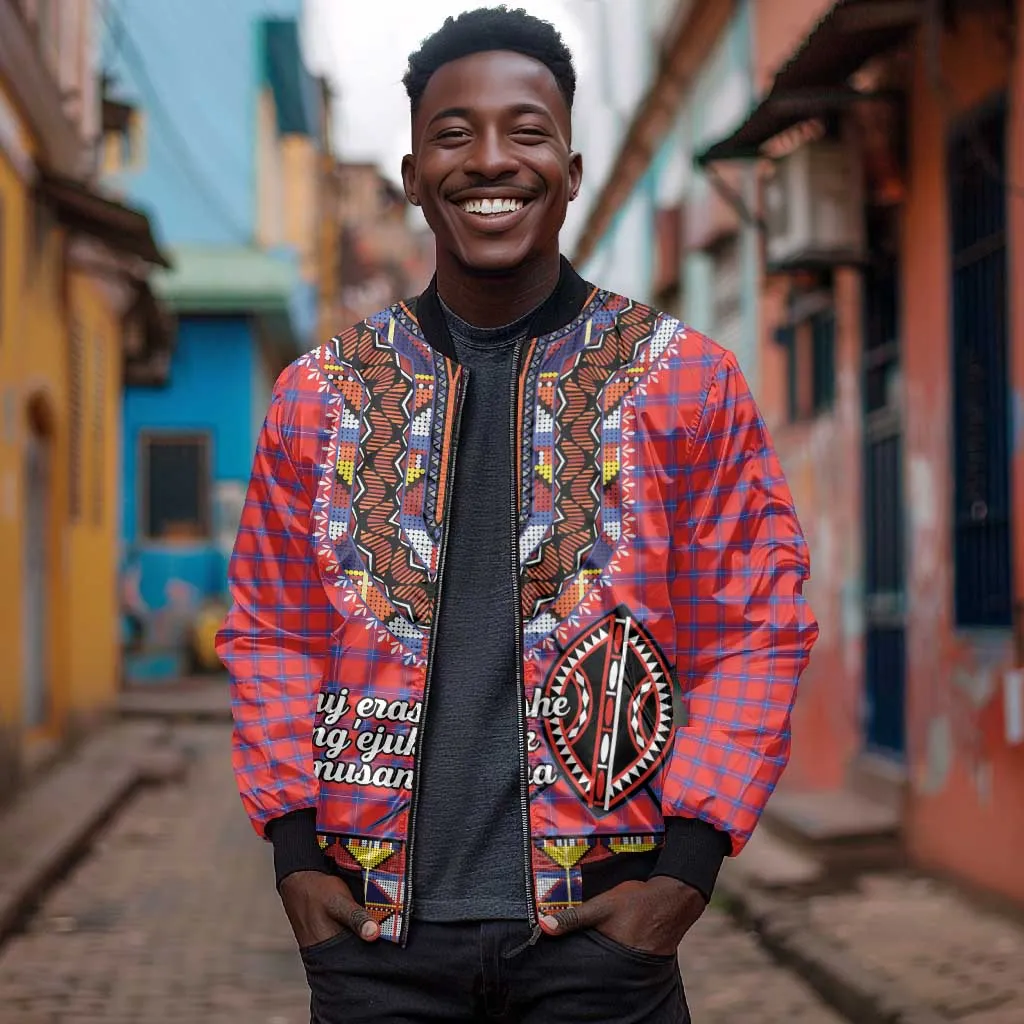 Afro Kenya Maasai Shuka Personalized Bomber Jacket Maasai Shield Mix Dashiki LT15