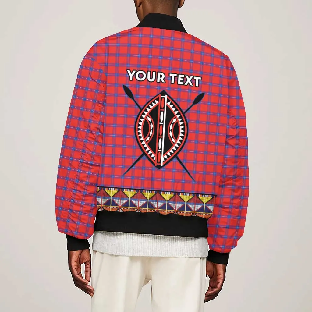 Afro Kenya Maasai Shuka Personalized Bomber Jacket Maasai Shield Mix Dashiki LT15