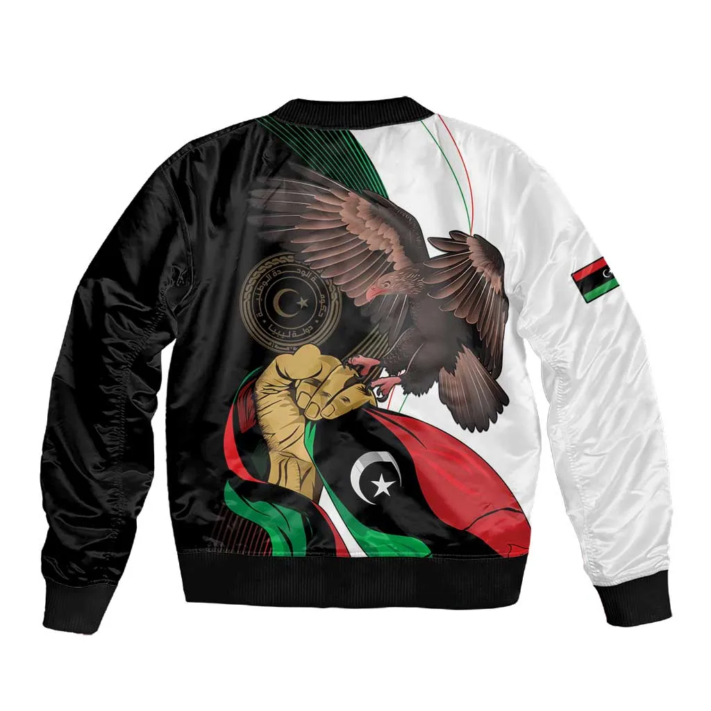 Afro Libya Sleeve Zip Bomber Jacket Arabian Eagle - Independence Day LT15