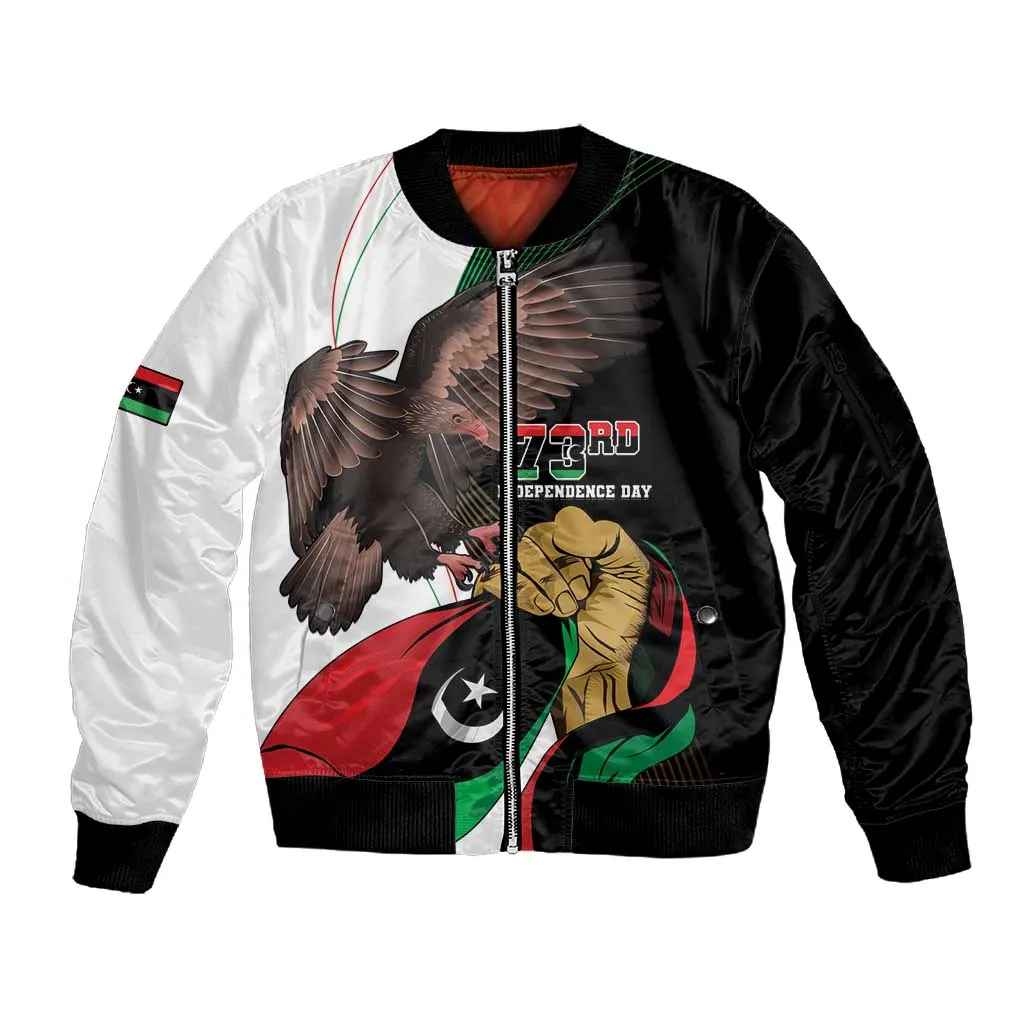 Afro Libya Sleeve Zip Bomber Jacket Arabian Eagle - Independence Day LT15