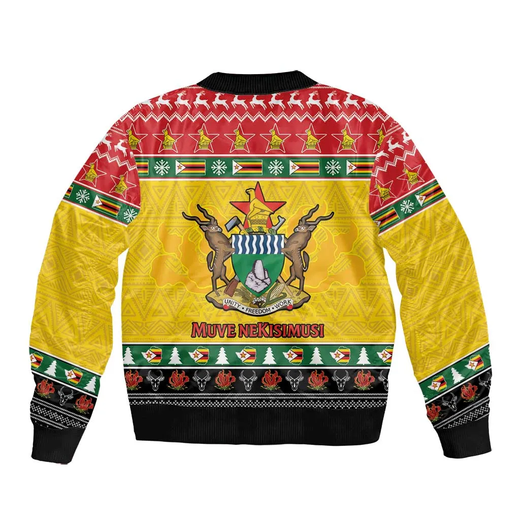 Afro Zimbabwe Christmas Bomber Jacket Coat Of Arms - African Pattern LT15