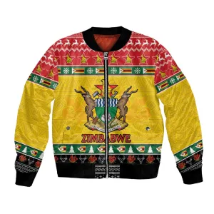 Afro Zimbabwe Christmas Bomber Jacket Coat Of Arms - African Pattern LT15